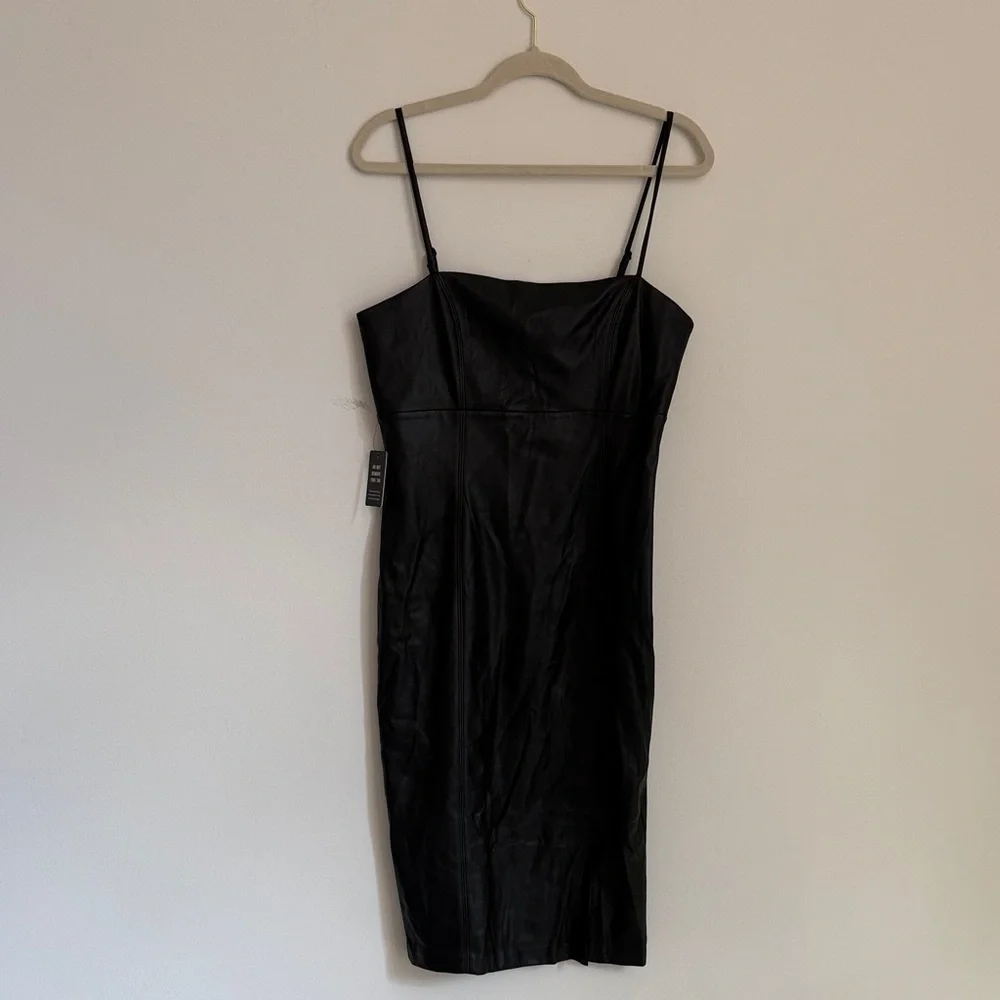 Express Faux Leather Body Contour Dress - Picture 2 of 10